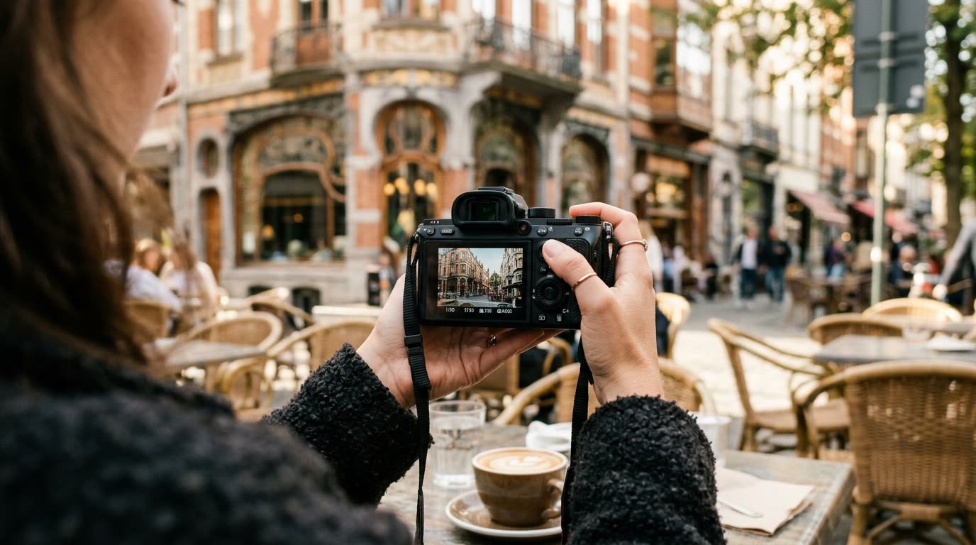 Appareil photo en terrasse à Bruxelles